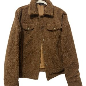 Zaful Brown Teddy Sherpa Jacket